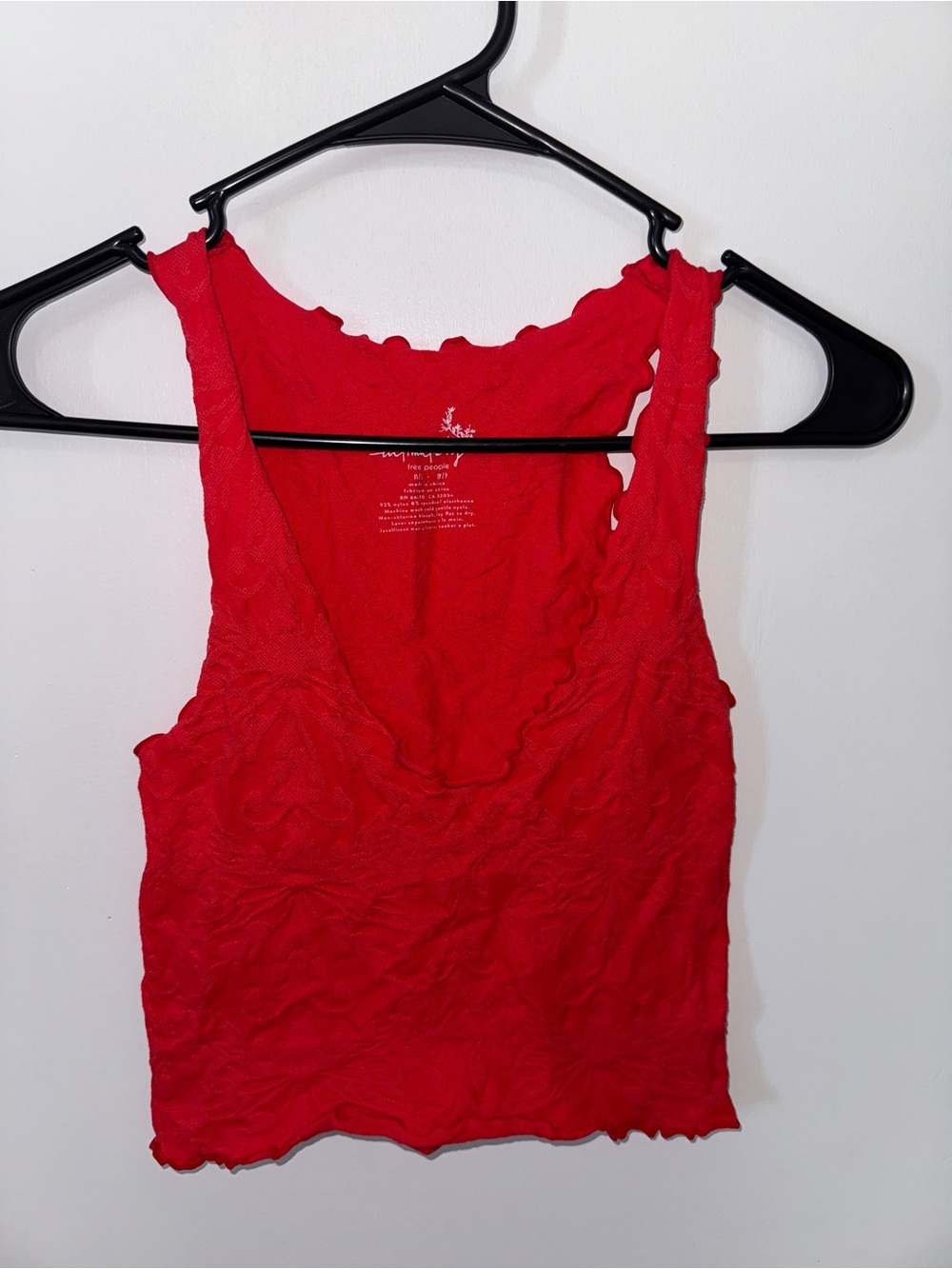 Free People Red Ribbed Lace Tank Top - Picture 1 of 3